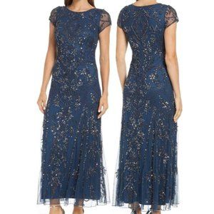 PISARRO NIGHTS Beaded Mesh Gown Sz 2